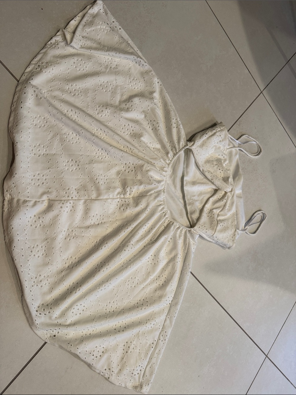 White Eyelet Sundress with Spaghetti Straps - Picture 4 of 6